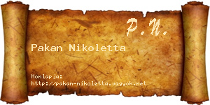 Pakan Nikoletta névjegykártya